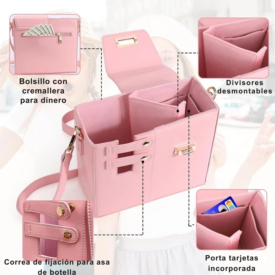 Bolso con soporte para botellas de agua para mujer