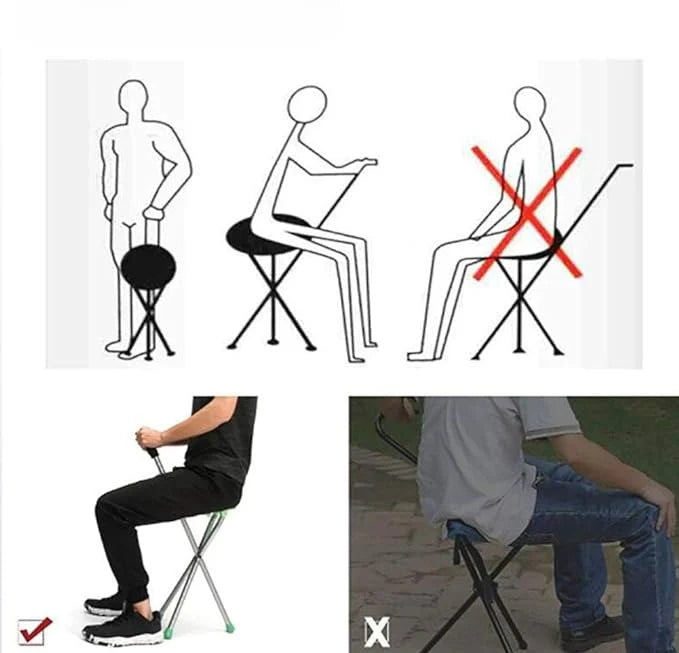 Silla Bastón Plegable de Acero Inoxidable