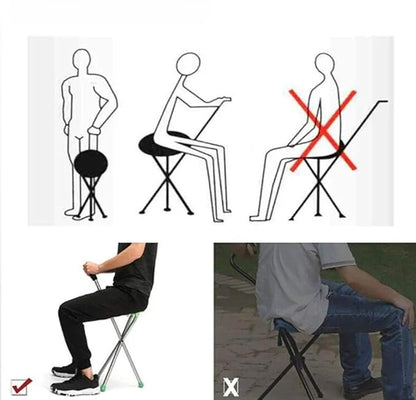 Silla Bastón Plegable de Acero Inoxidable