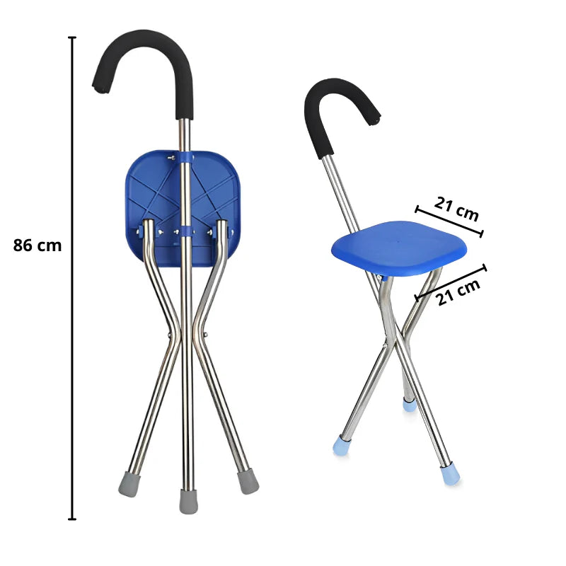 Silla Bastón Plegable de Acero Inoxidable
