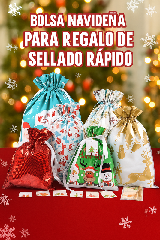 Bolsas Regalo Navideñas de Sellado Rápido x 10 o 20 unidades