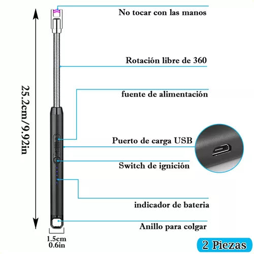 Encendedor PlasmaSave Eléctrico Recargable ¡PAGA 1 LLEVA 2!