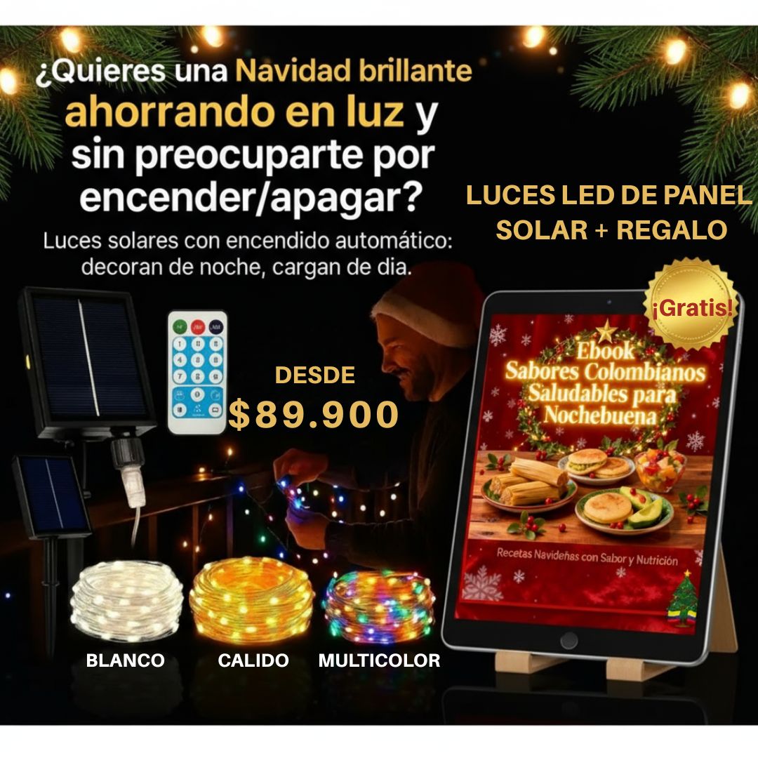 Luces led navideñas con panel solar  10, 20  y 30 Metros- Navilight Solar
