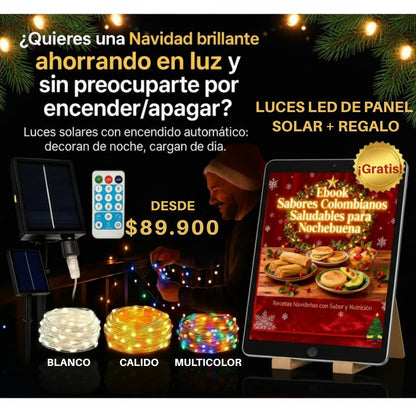 Luces led navideñas con panel solar  10, 20  y 30 Metros- Navilight Solar