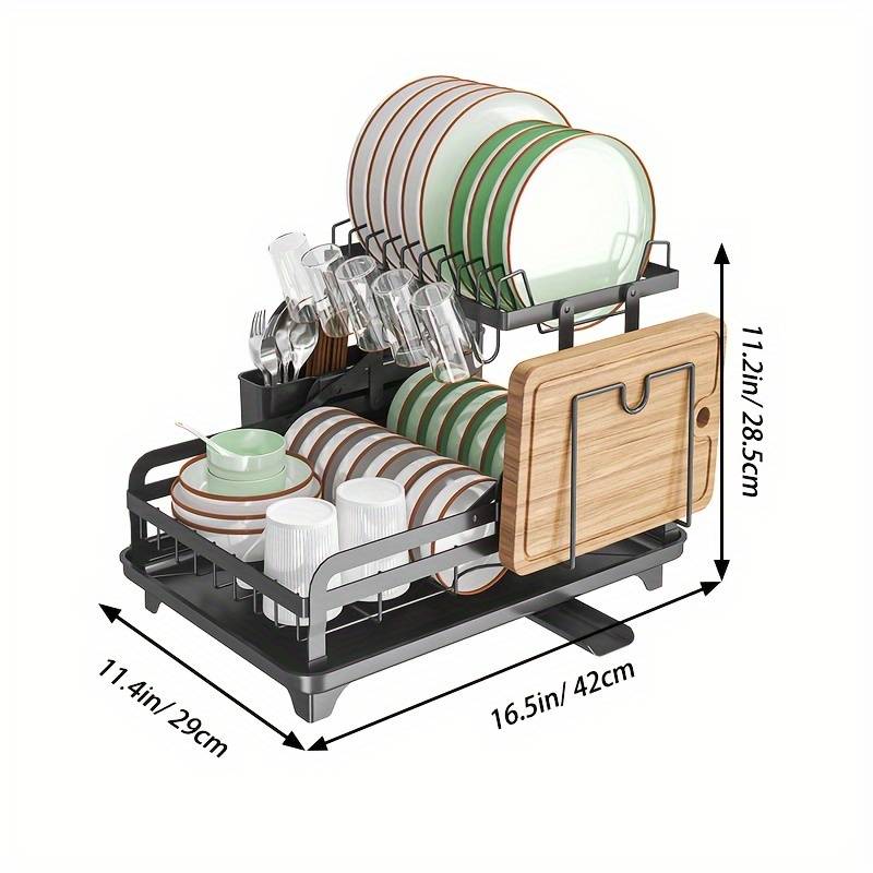 Escurridor de platos Plegable 2 en 1 con Escurridor Rotativo